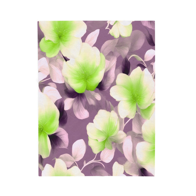 Lime Lavender Floral Bunch Velveteen Plush Blanket, 30" x 40"