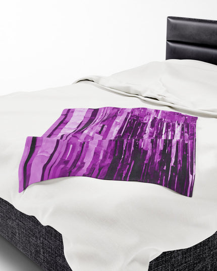 Striped Powder Lavender Velveteen Plush Blanket, 30" x 40"