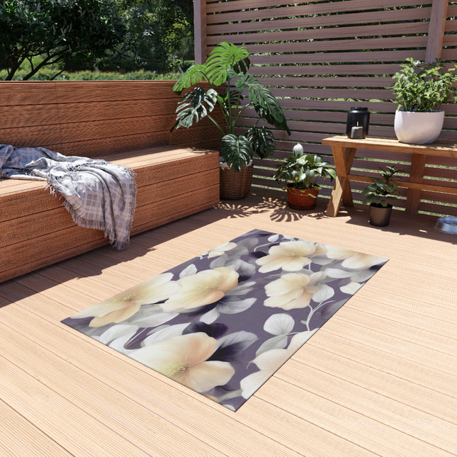 White Blush Floral Bunch Outdoor Rug, 36" x 60"