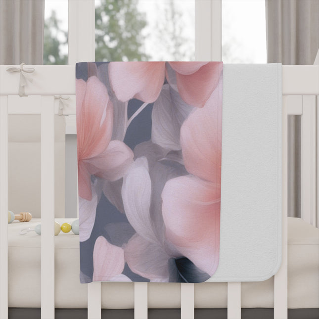 Peach and Blue Gray Floral Bunch Toddler Blanket, 30" x 40"