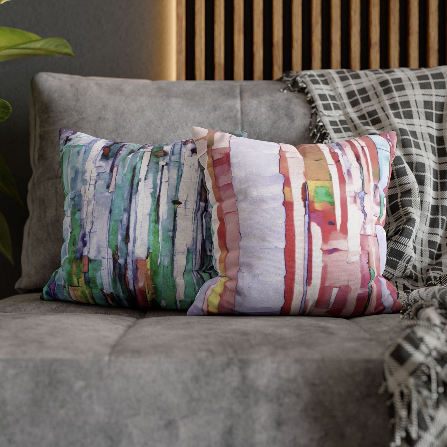 Striped Pastels Spun Polyester Square Pillowcase, 14" x 14"