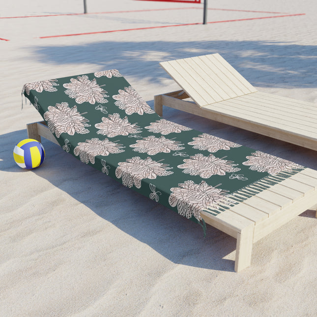 Soft White Floral Butterflies 38" × 81" Boho Beach Cloth