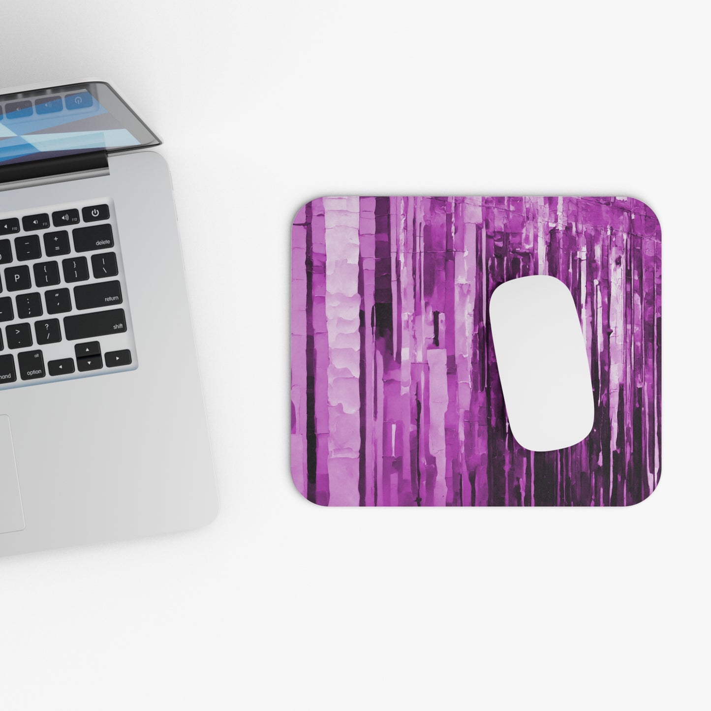 Striped Powder Lavender Mouse Pad, 9" x 8" Rectangle