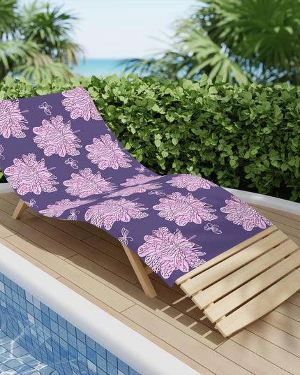 Magenta Floral Butterflies Beach Towel, 30" x 60"