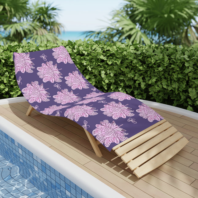 Magenta Floral Butterflies Beach Towel, 30" x 60"