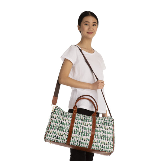 Mini Vintage Green Trees Waterproof Travel Bag, 20' x 12'
