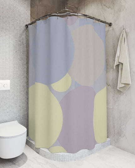 Pastel Soft Blue and Soft White Patches Shower Curtains, 71" x 74"