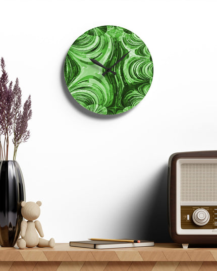 Uzi Spiral Mint Pastel Acrylic Wall Clock, Round or Square, 10.75" x 10.75"