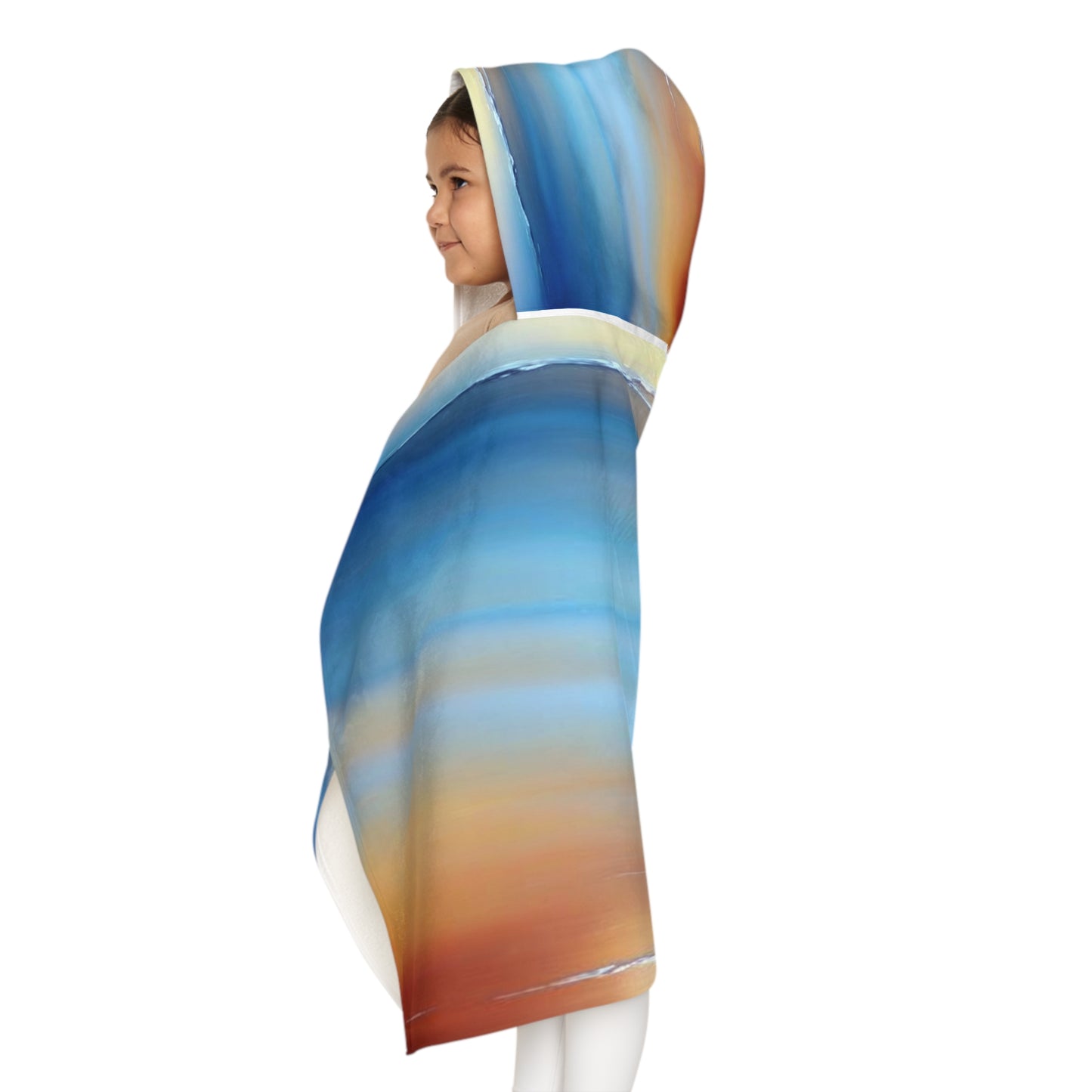 Blue Sea Red Orange Fog Youth Hooded Towel, 24" x 48"