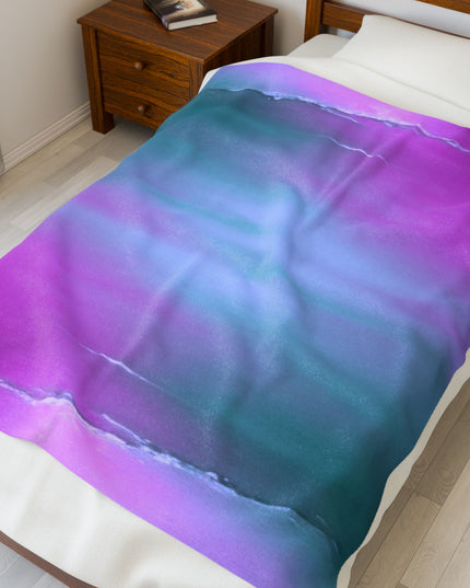 Dark Blue Green Sea Purple Fog Velveteen Plush Blanket, 50" x 60"