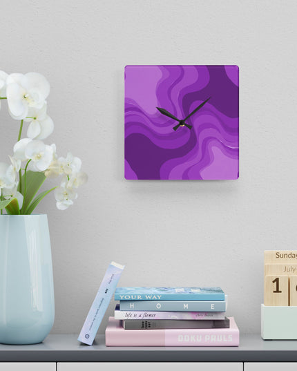 Wavey Purple Wavey 10.75" x 10.75" Round or Square Acrylic Wall Clock