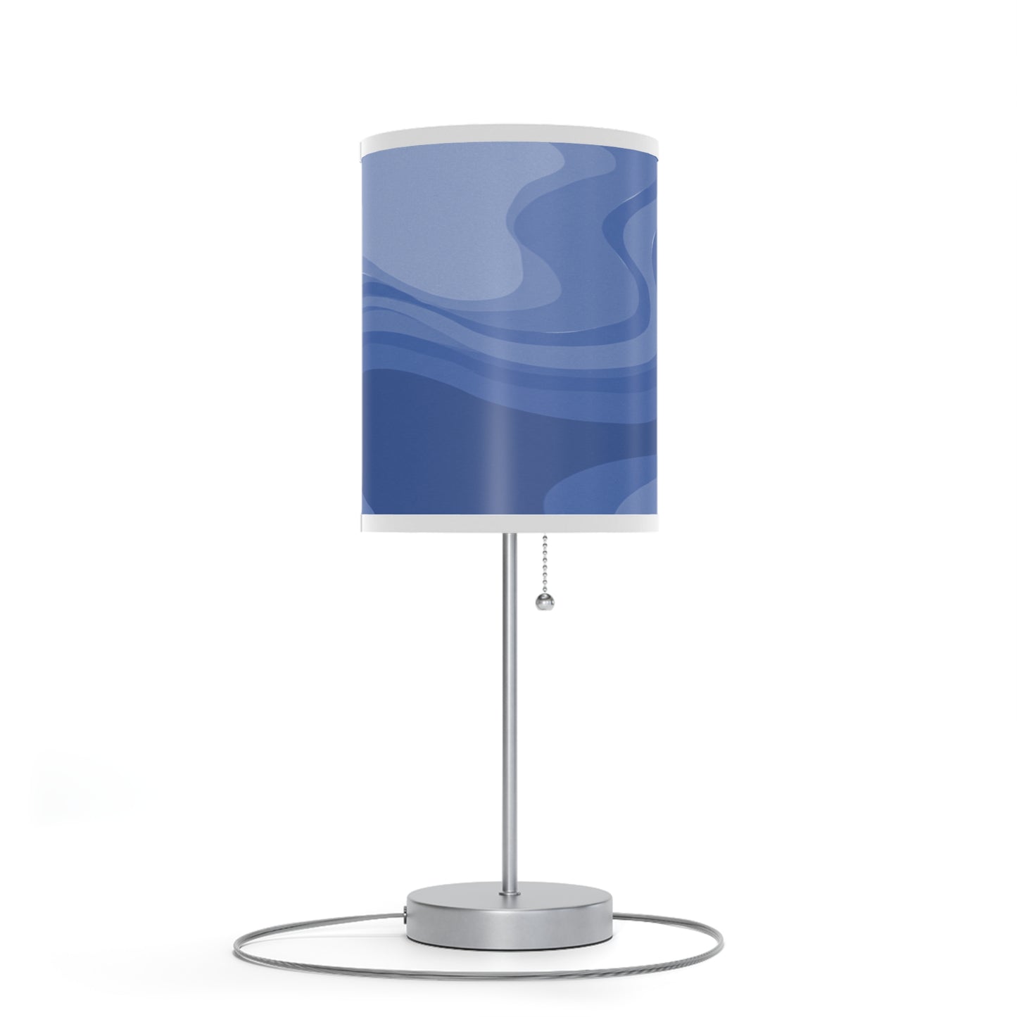 Deep Blue Wavey Table Lamp on a White or Silver Stand, US|CA plug