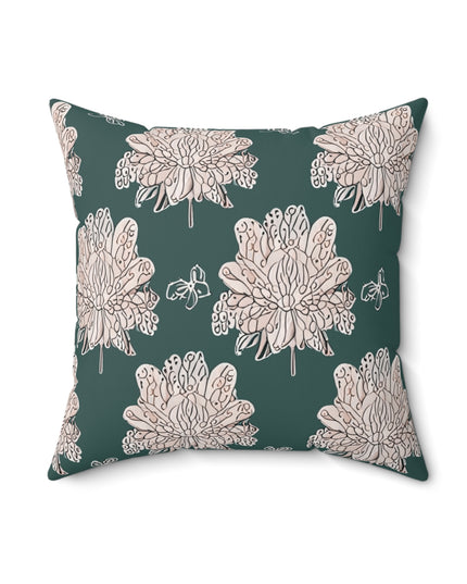 Soft White Floral Butterflies 18" x 18" Faux Suede Square Pillow