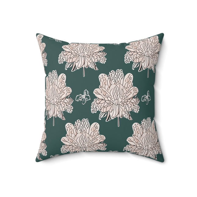Soft White Floral Butterflies 18" x 18" Faux Suede Square Pillow