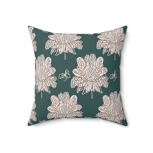 Soft White Floral Butterflies 18" x 18" Faux Suede Square Pillow
