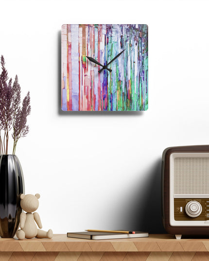 Striped Pastels Acrylic Wall Clock, Round or Square, 10.75" x 10.75"