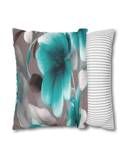 Tif Green Gray Floral Bunch Spun Polyester Square Pillowcase, 14" x 14"