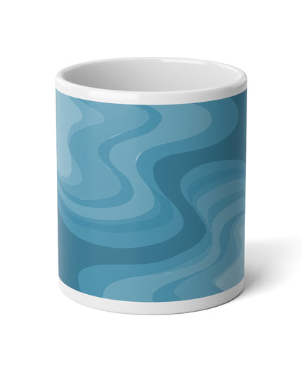 Sky Blue Wavey 20 oz White Glossy Jumbo Mug
