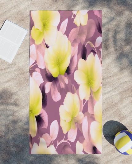 Lemon Blossom Floral Bunch Beach Towel, 30" x 60"
