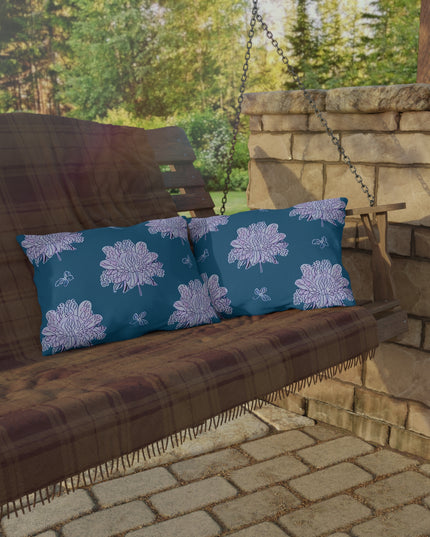 Lavender Floral Butterflies 20" x 14" Outdoor Pillow