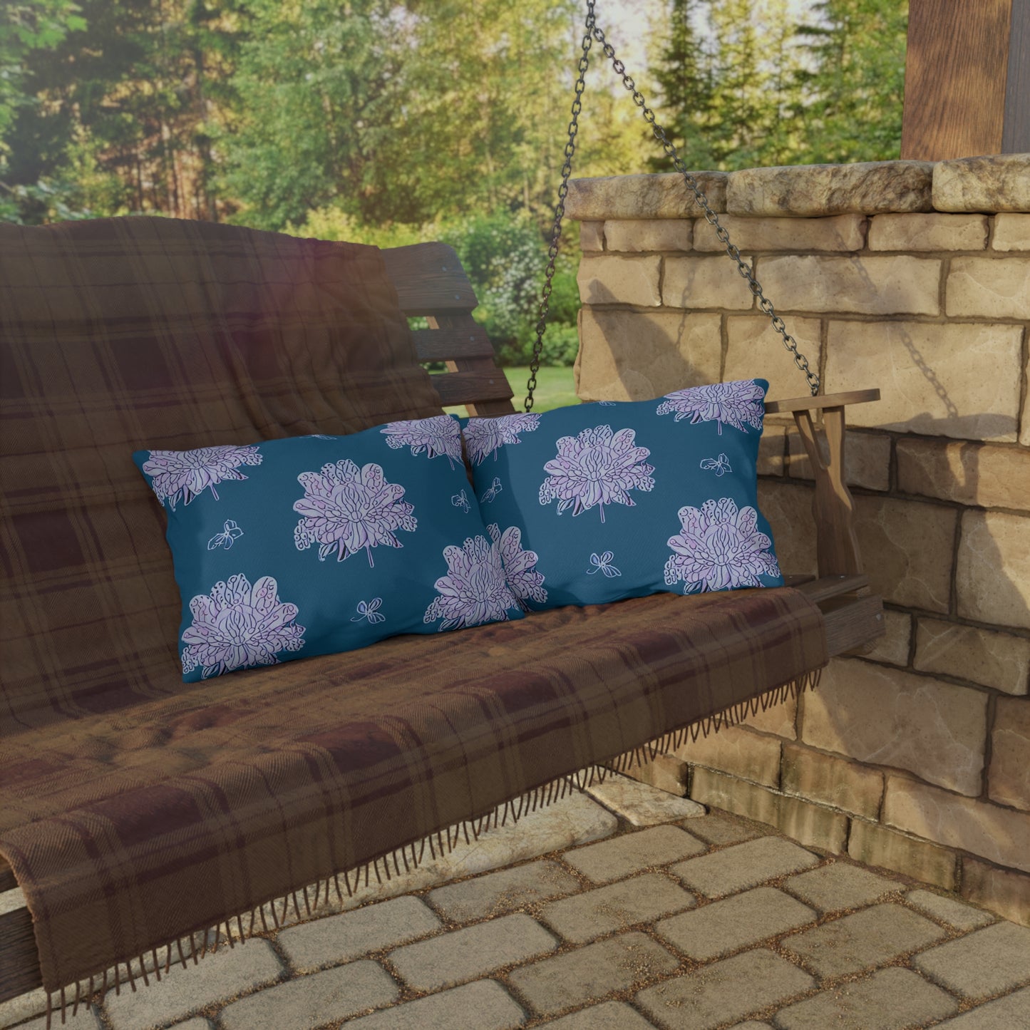 Lavender Floral Butterflies 20" x 14" Outdoor Pillow