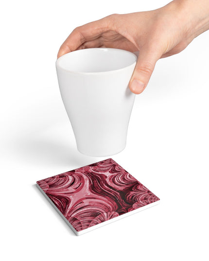 Uzi Spiral Ruby 4" x 4" Square Ceramic Coaster