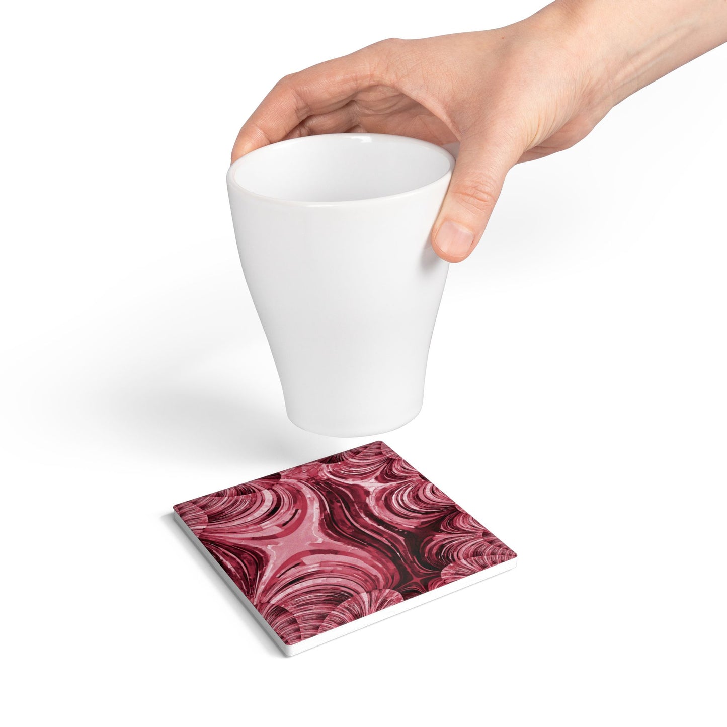 Uzi Spiral Ruby 4" x 4" Square Ceramic Coaster