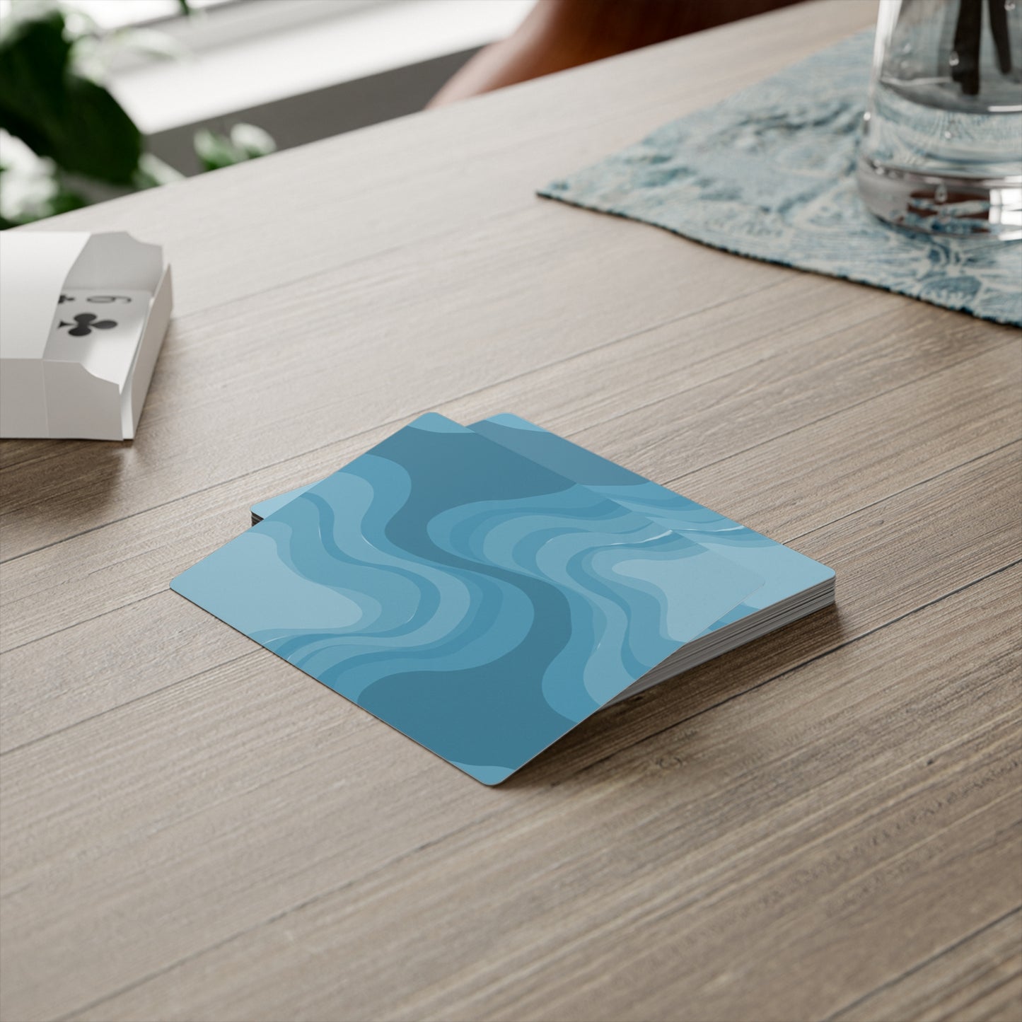 Sky Blue Wavey Poker Cards