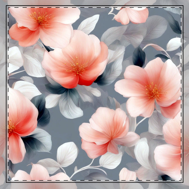 Red Blossom Floral Bunch Cotton Twill Napkin, 22" x 22"