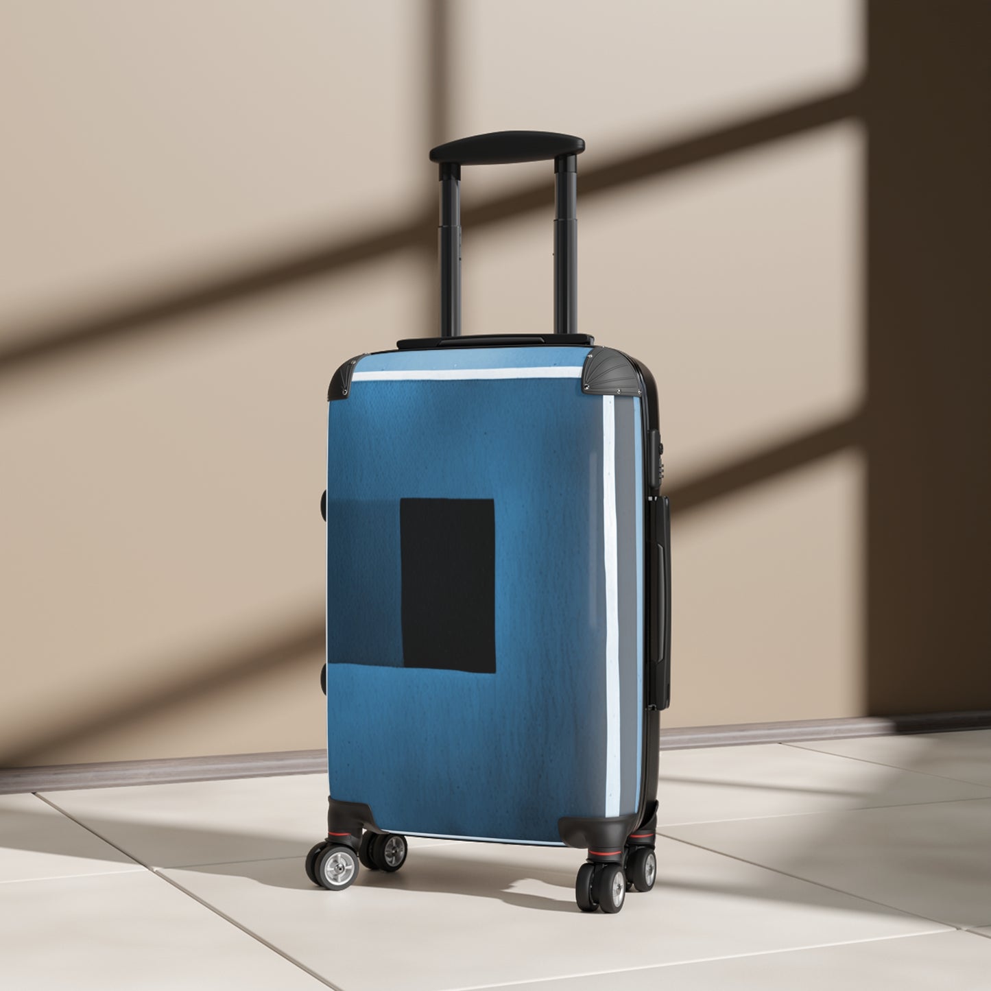 Blue Shadow Small Suitcase with built in lock, 4 double-wheels, telescopic handle, and ABS back hard-shell
