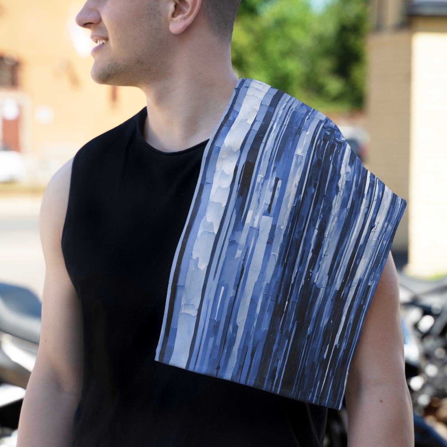 Striped Deep Blue Rally Towel, 11" x 18"