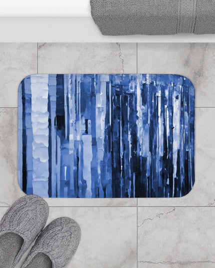 Striped Deep Blue Bath Mat, 24" x 17"