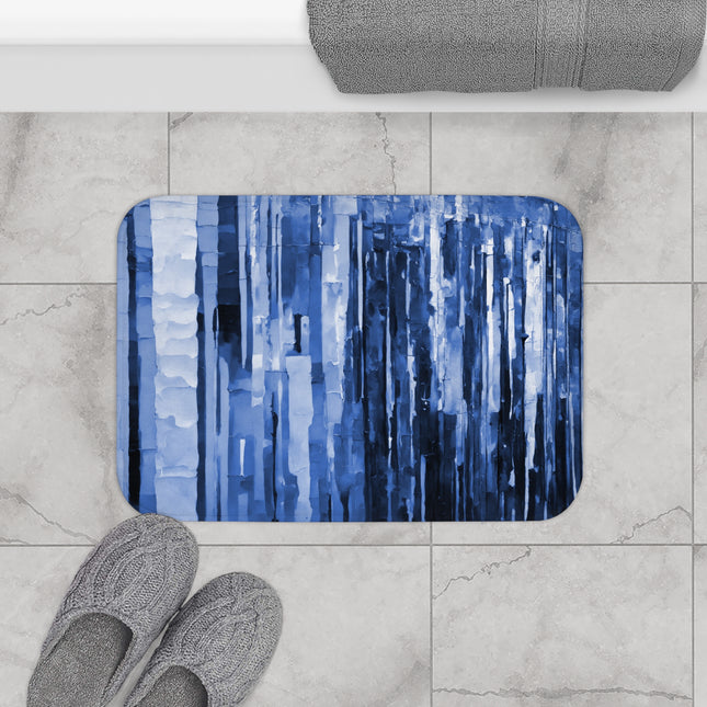 Striped Deep Blue Bath Mat, 24" x 17"
