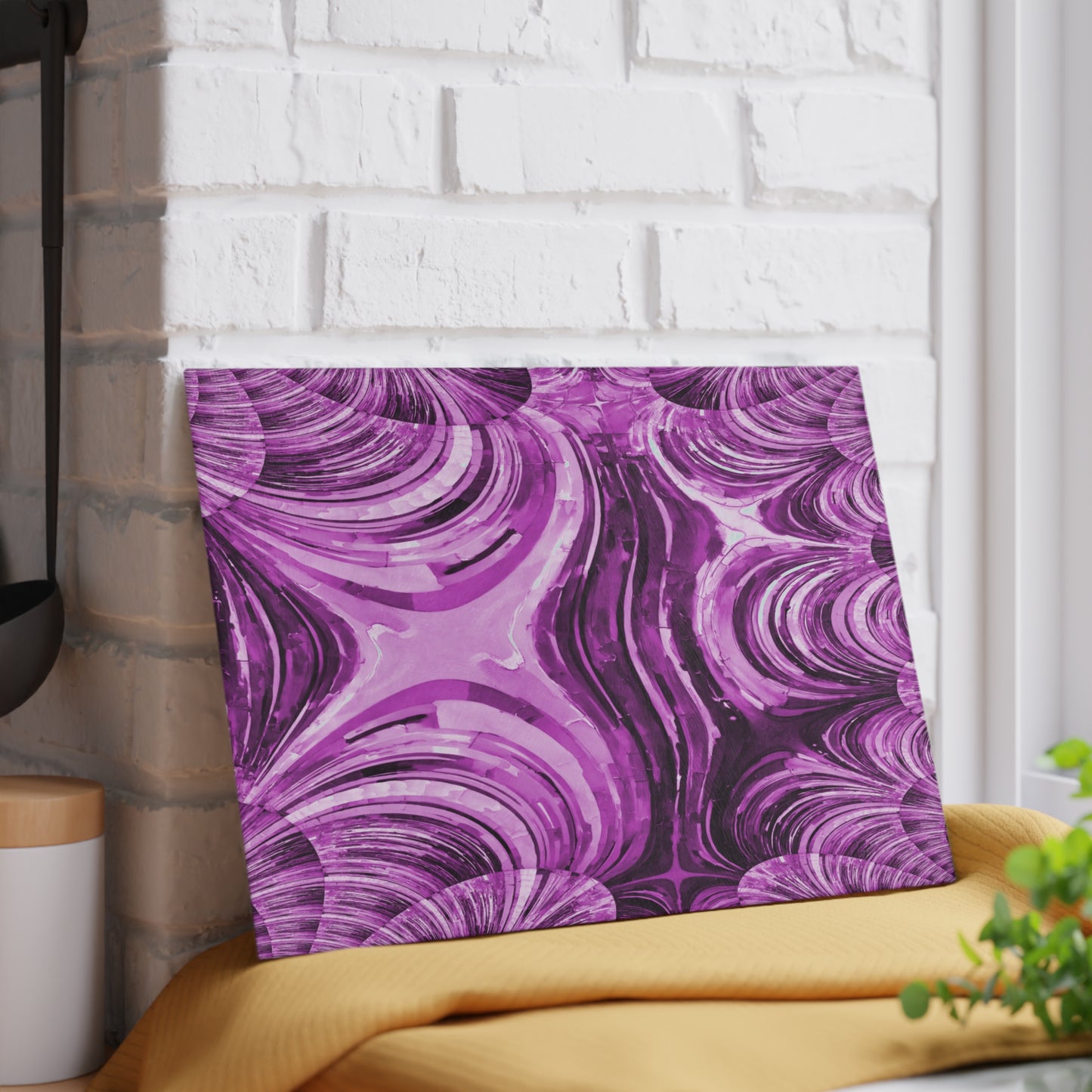 Uzi Spiral Powder Lavender Pastel 8" x 11" Glass Cutting Board