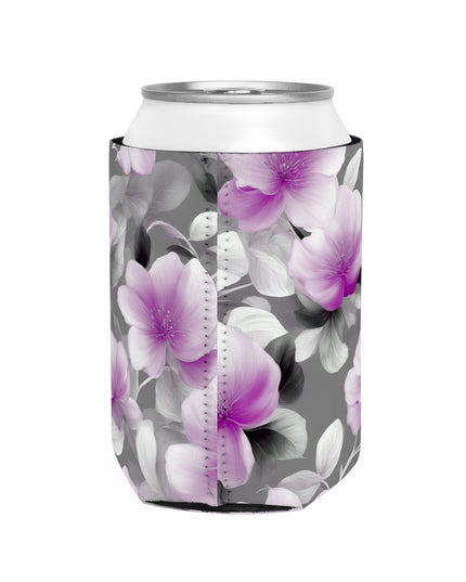 Purple Blossom Floral Bunch 12 oz Can Cooler Sleeve