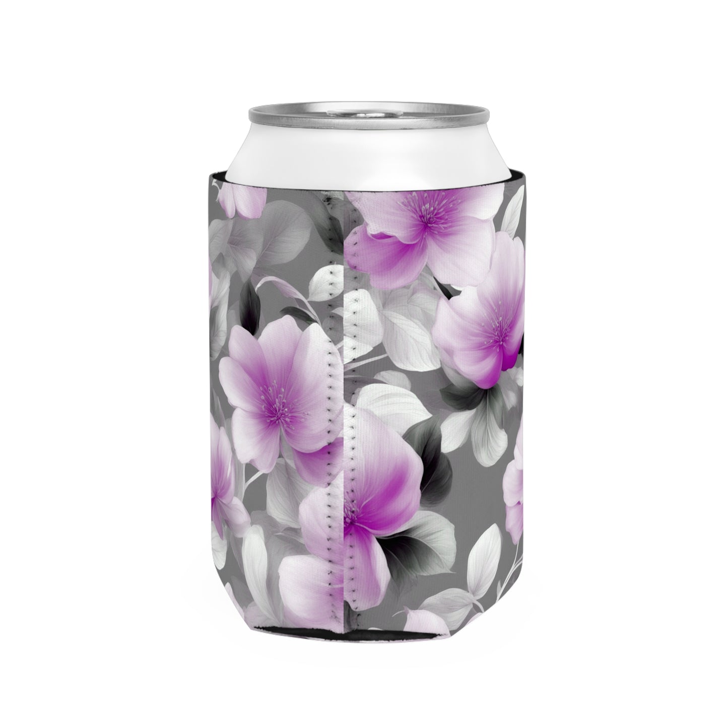 Purple Blossom Floral Bunch 12 oz Can Cooler Sleeve
