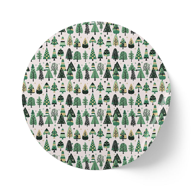 Mini Vintage Green Trees Round Sticker Label Rolls, 2" x 2"