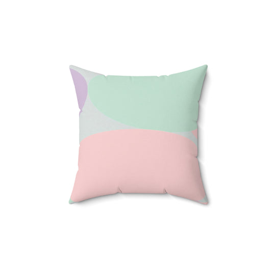 Pastel Peach and Soft Green Patches 14" x 14" Faux Suede Square Pillow
