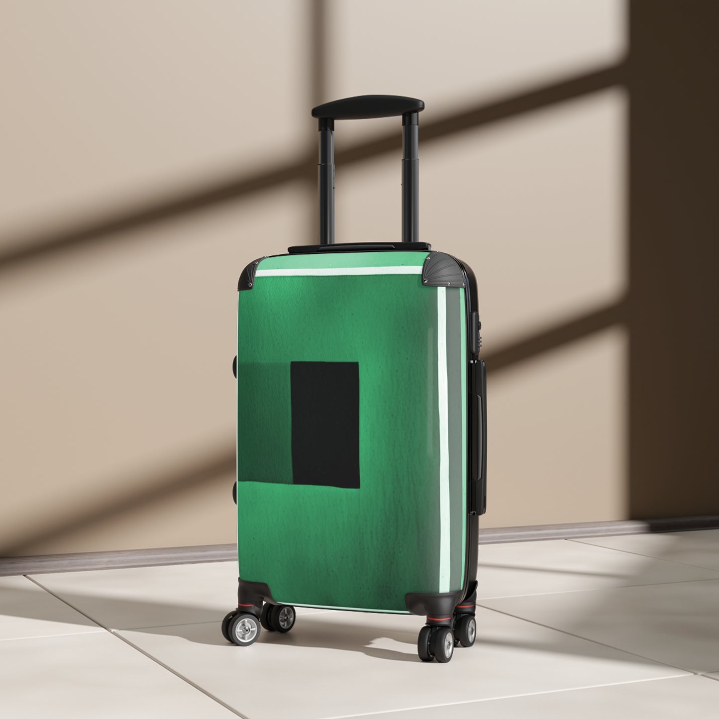 Mint Shadow Small Suitcase with built in lock, 4 double-wheels, telescopic handle, and ABS back hard-shell