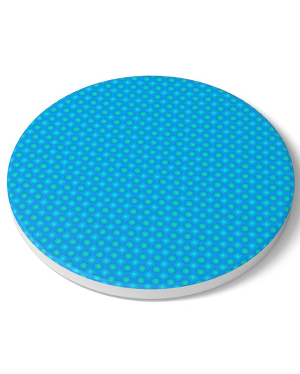 Blue Green Star-crossed Bodies Round Ceramic Coaster, 4" x 4"