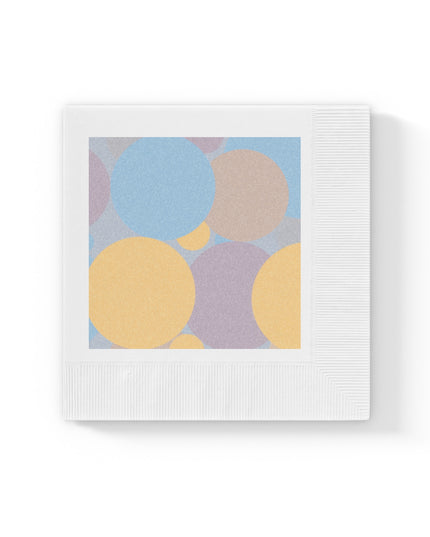 Pastel Baby Blue and Peach Patches White Coined Napkins, 6.5" x 6.5"