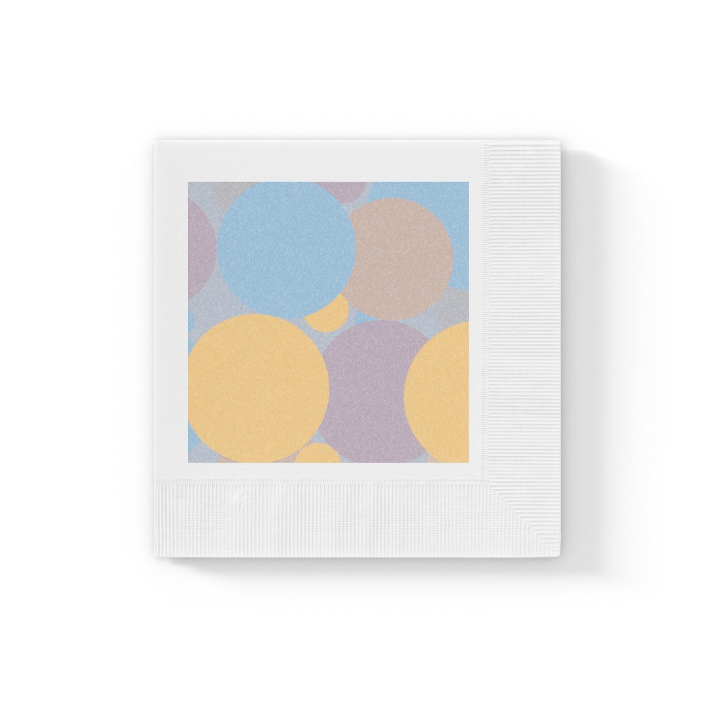 Pastel Baby Blue and Peach Patches White Coined Napkins, 6.5" x 6.5"