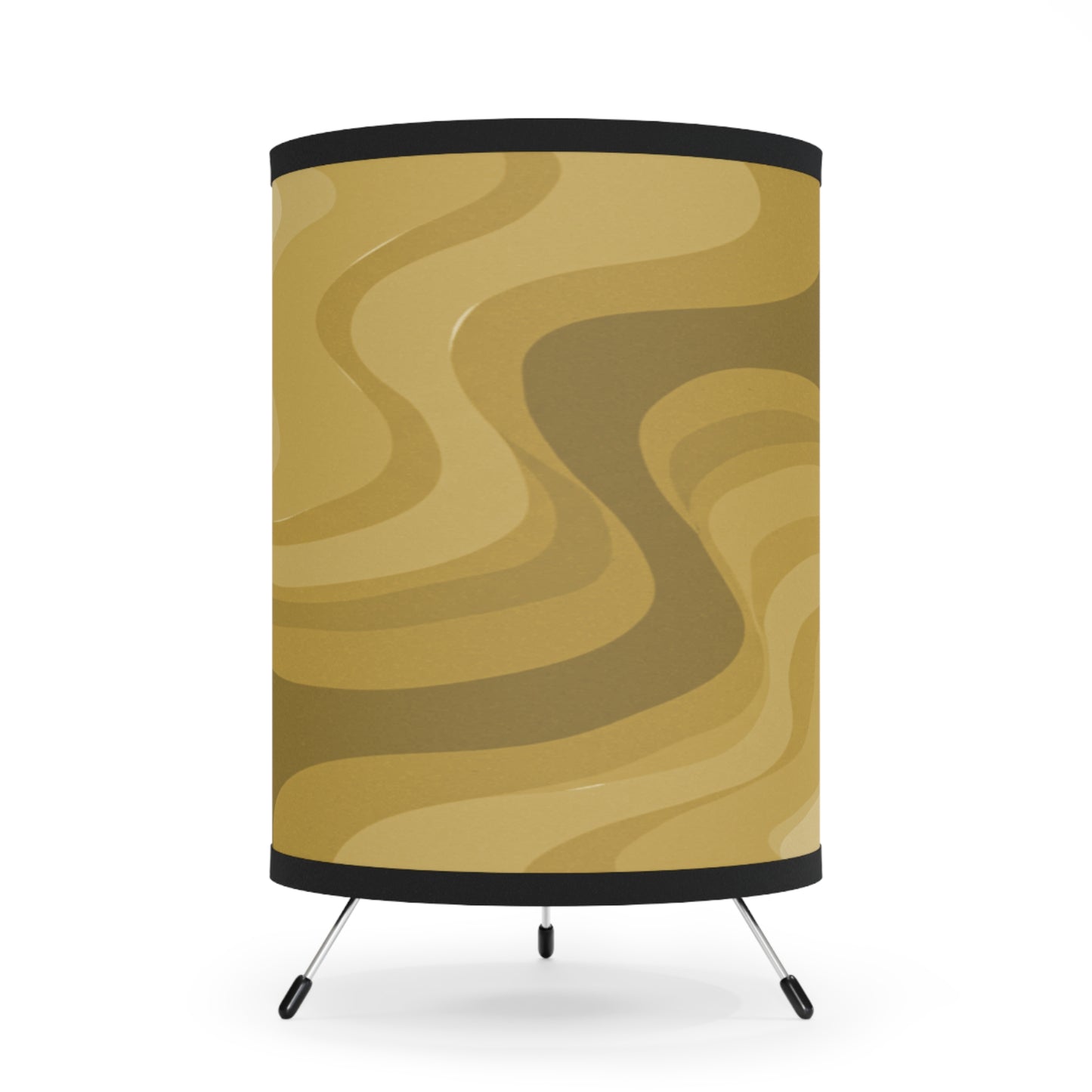 Brown Wavey Tripod Lamp with High-Res Printed Shade, US\CA plug