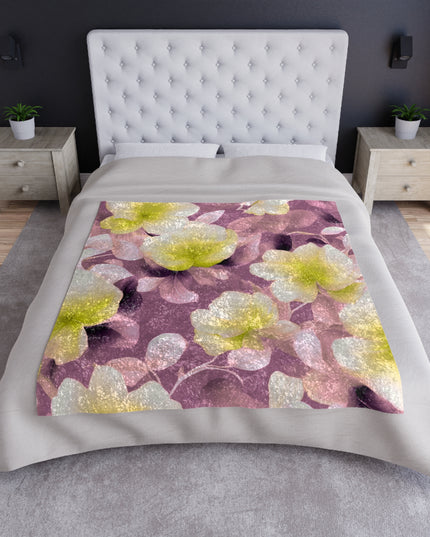 Lemon Blossom Floral Bunch Crushed Velvet Blanket, 50" x 60"