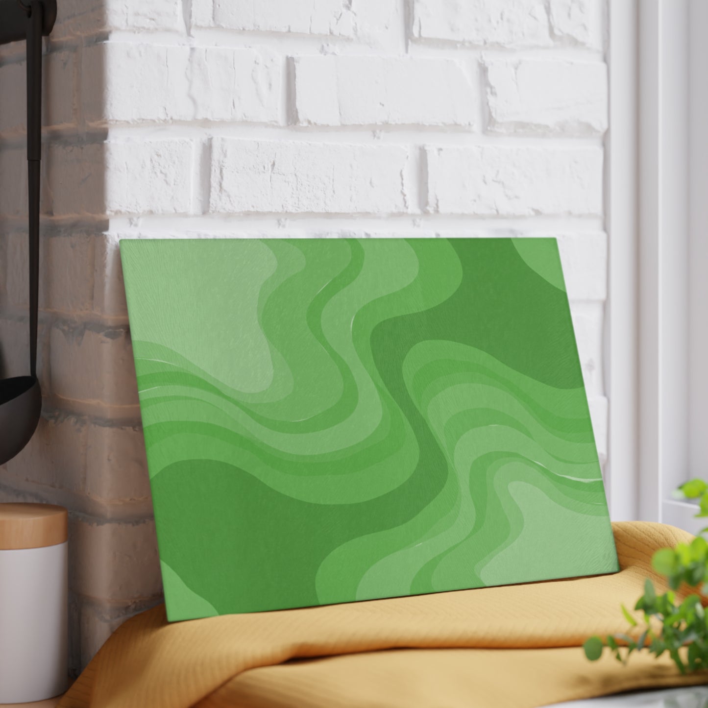 Greenie Meanie Wavey 8" x 11" Glass Cutting Board