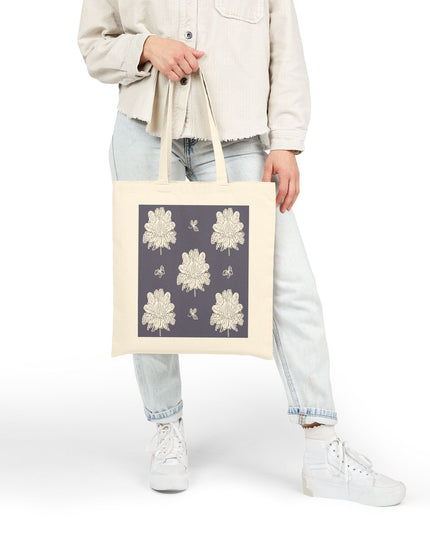 White Floral Butterflies Cotton Canvas Tote Bag