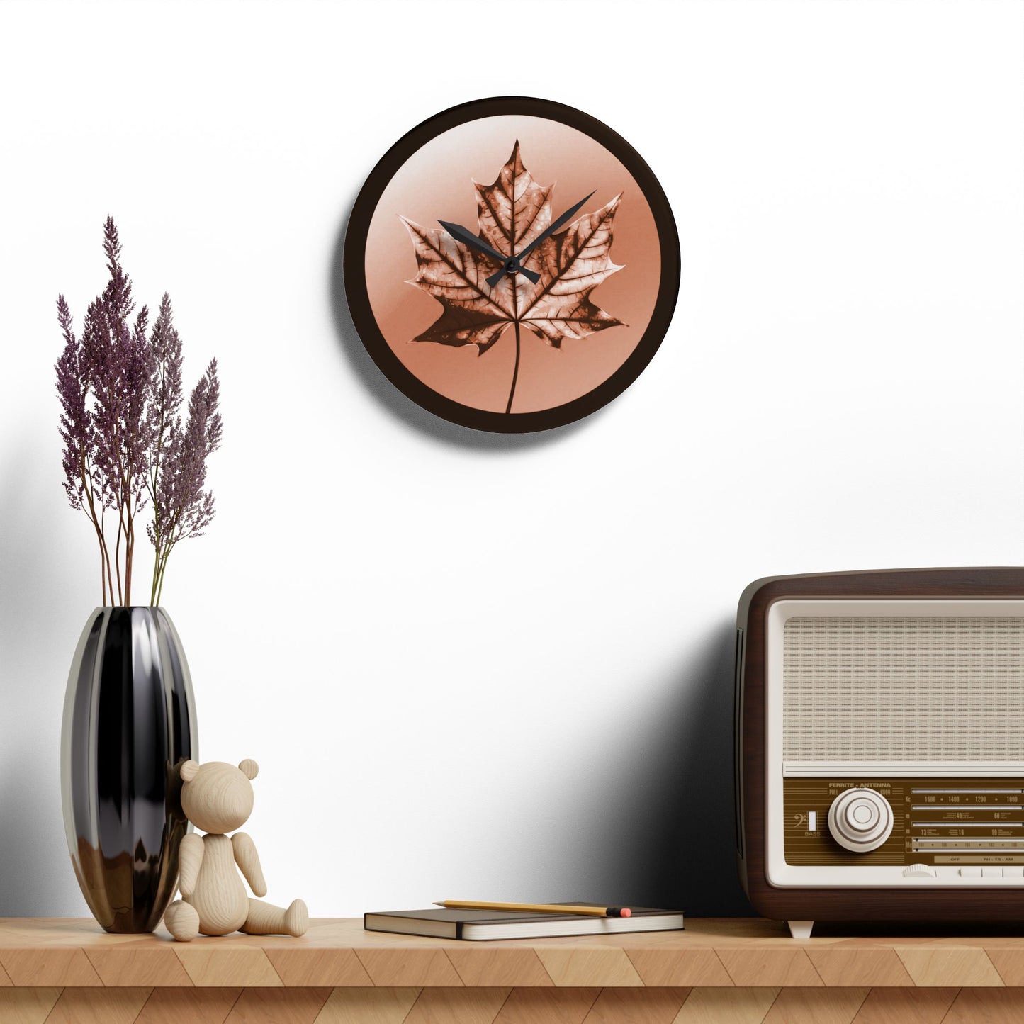 Soft Maple Leaf Acrylic Wall Clock, Round or Square, 10.75" x 10.75"