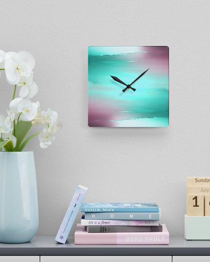 Green Sea Lavender Fog Acrylic Wall Clock, Round or Square, 10.75" x 10.75"