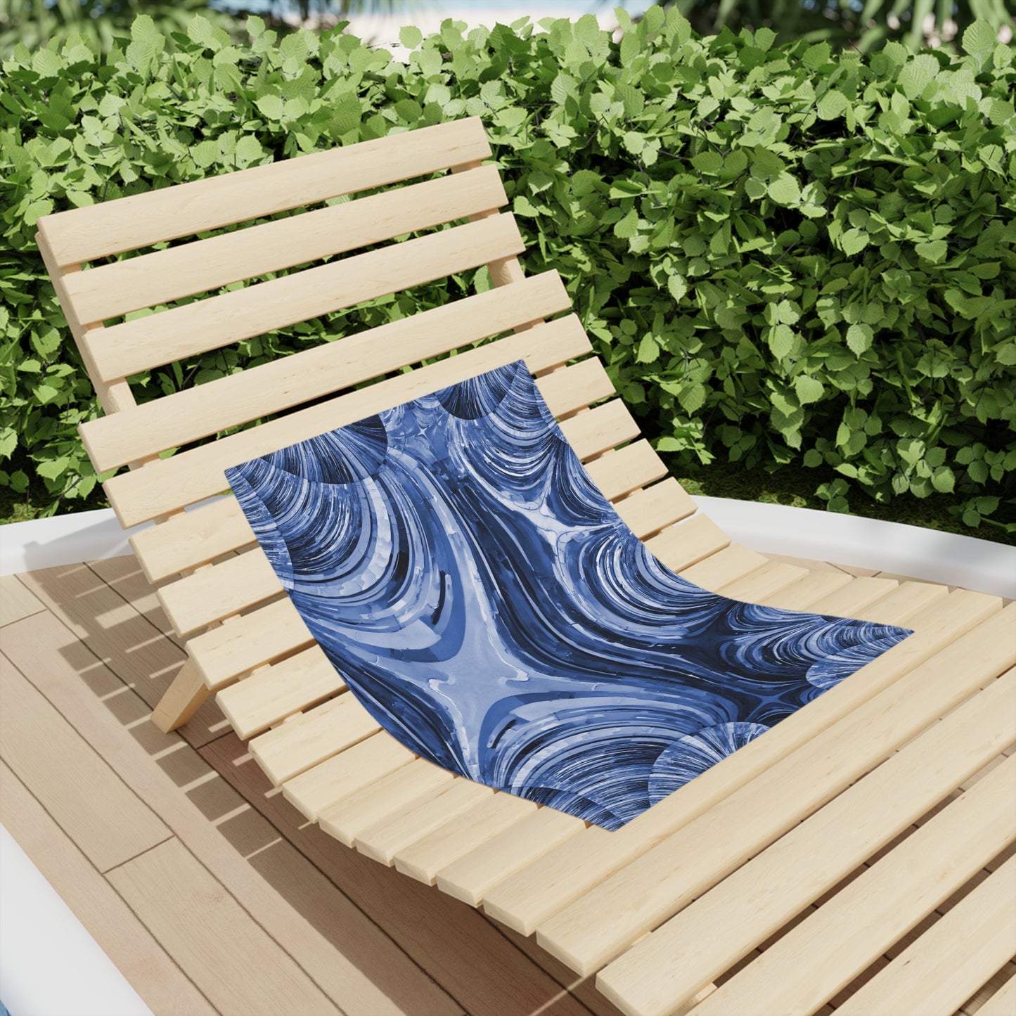 Uzi Spiral Deep Blue Beach Towel, 18" x 27"