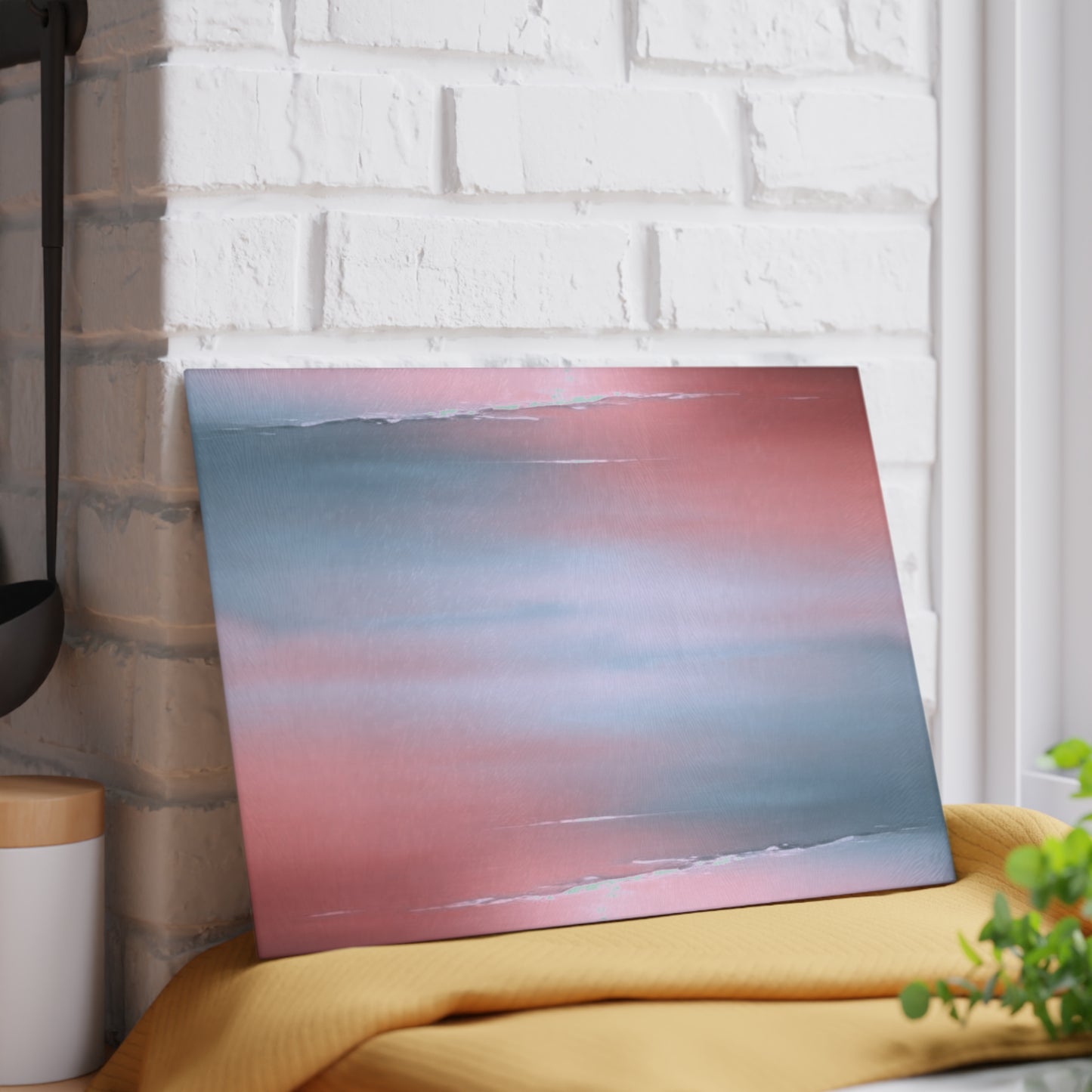 Gray Sea Pink Fog 8" x 11" Glass Cutting Board